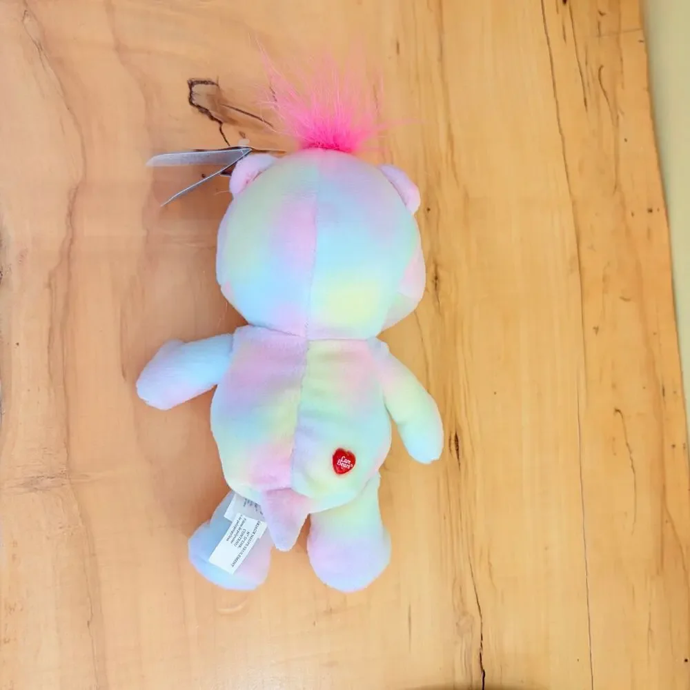 NWT Vtg 2004 Care Bear True Heart Plush Stuffed Animal Toy Y2K Tie Dye Pastel